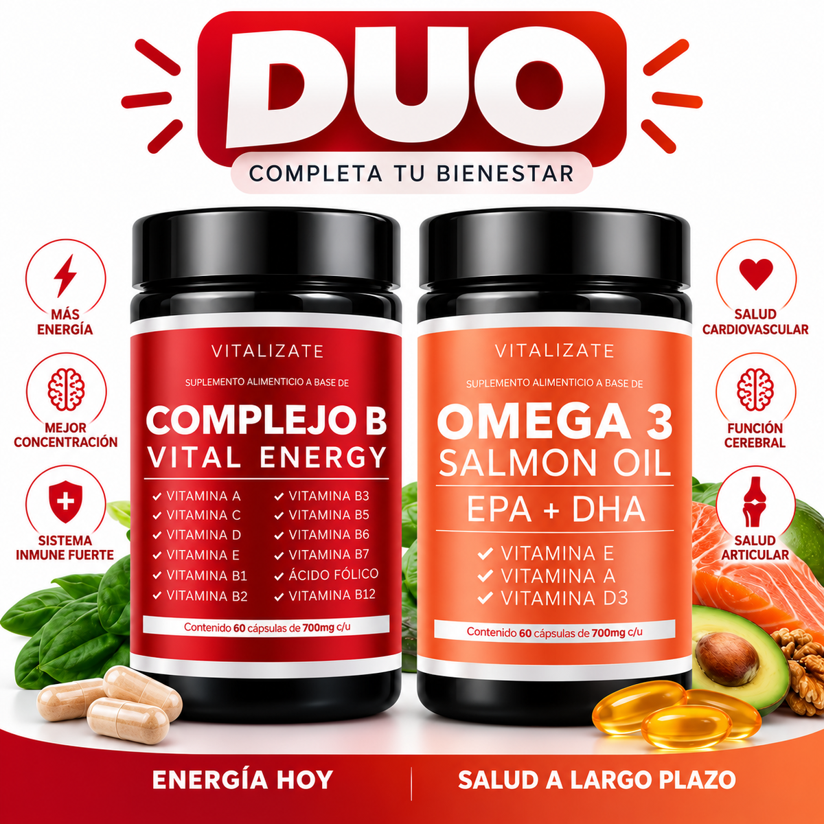 Dúo Complejo B + Omega 3 | Pack de 2 frascos