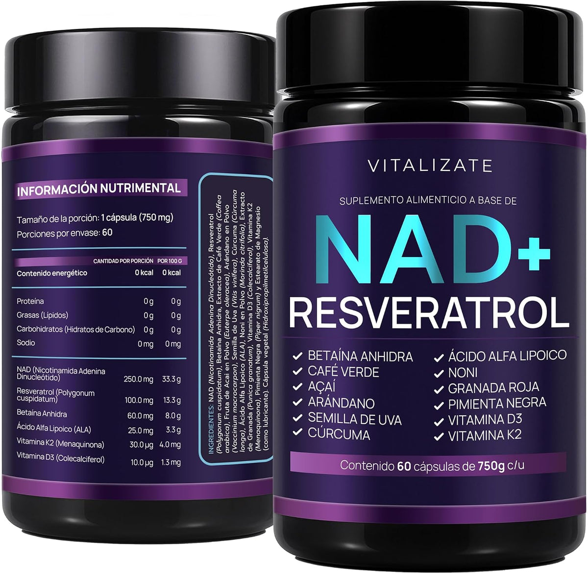 NAD+ Resveratrol Original con 14+ Ingredientes