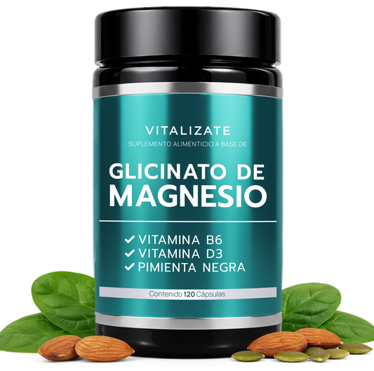 Glicinato de Magnesio 2700 mg con B6, D3 y Pimienta Negra