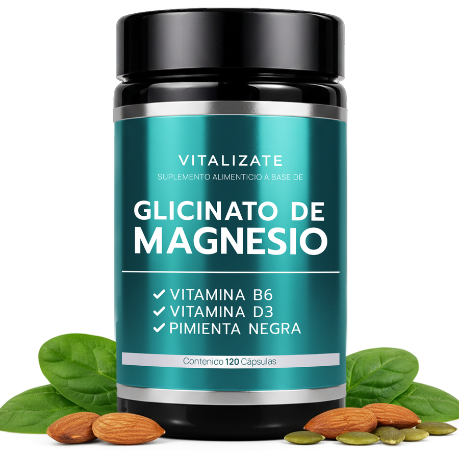Glicinato de Magnesio 2700 mg con B6, D3 y Pimienta Negra
