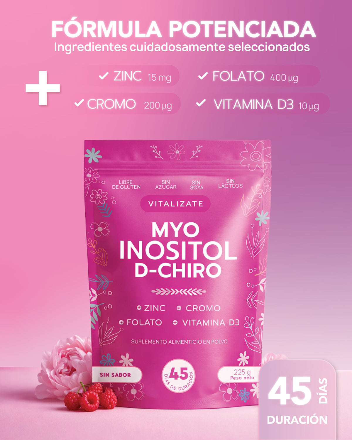 Myo Inositol + D-Chiro Inositol 40:1 Platinum en Polvo