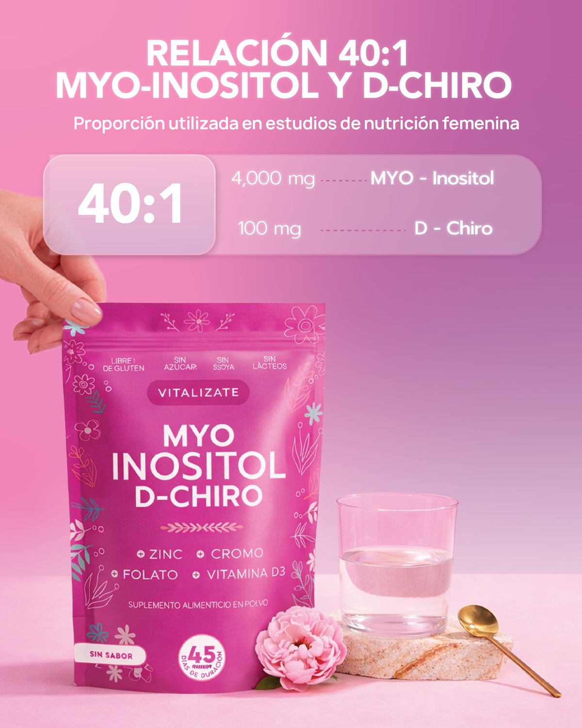 Myo Inositol + D-Chiro Inositol 40:1 Platinum en Polvo