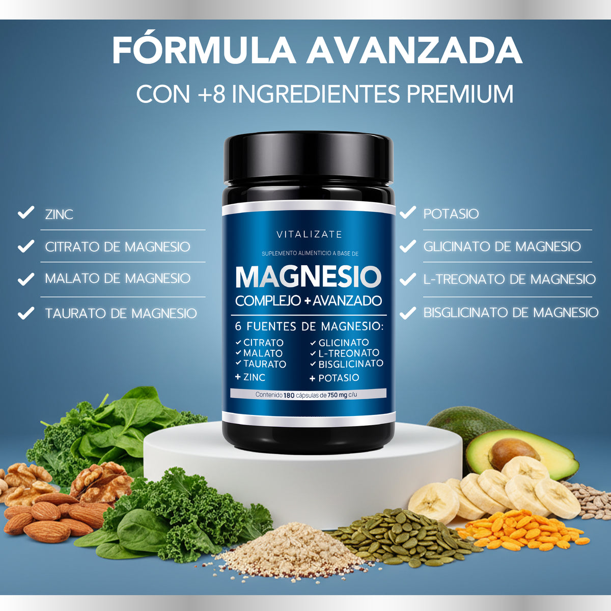 Complejo de Magnesio | 6 Fuentes + Potasio y Zinc