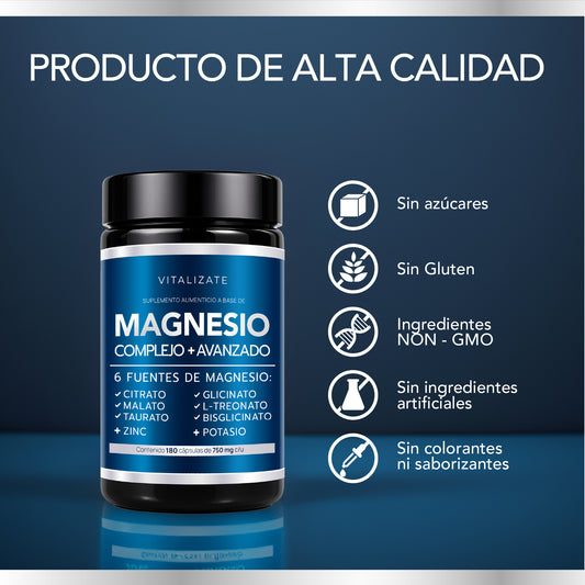 Complejo de Magnesio | 6 Fuentes + Potasio y Zinc