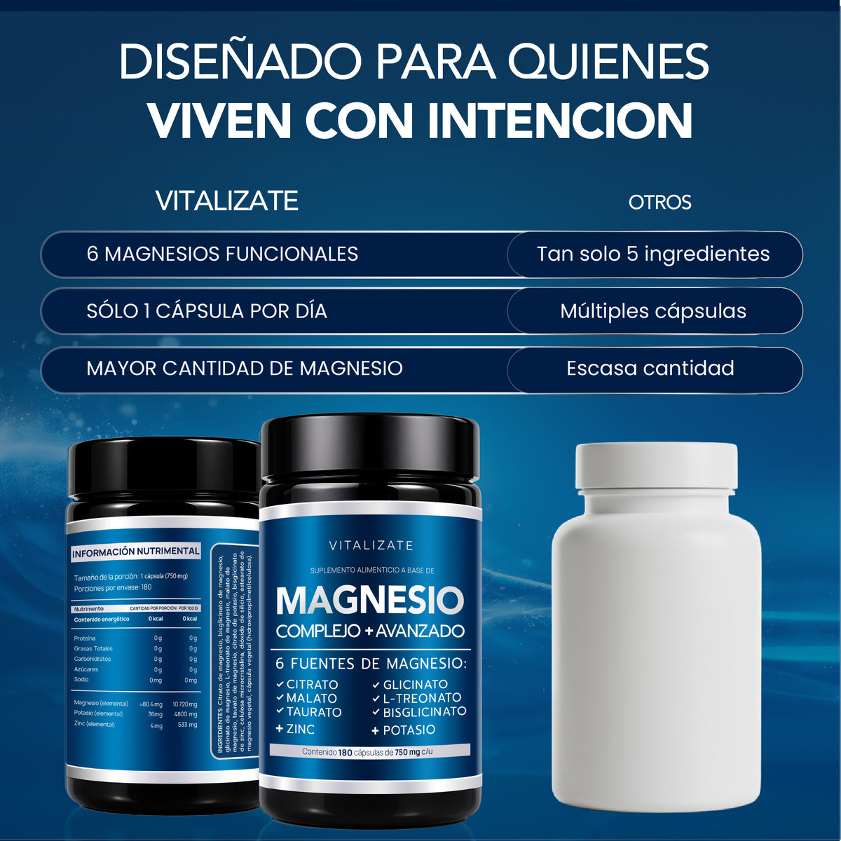Complejo de Magnesio | 6 Fuentes + Potasio y Zinc