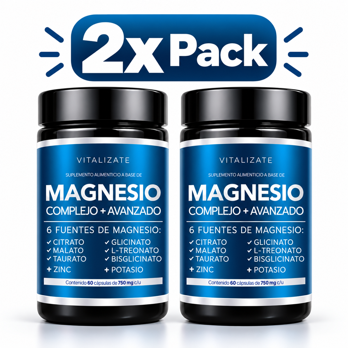Magnesio Complejo Avanzado | Pack de 2 frascos de 60 cápsulas