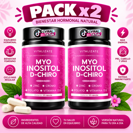 Myo Inositol D-Chiro | Pack de 2 frascos de 120 cápsulas