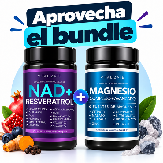 Dúo NAD+ Resveratrol + Magnesio | Pack de 2 frascos